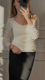 Longsleeve Wełna i Jedwab Off White