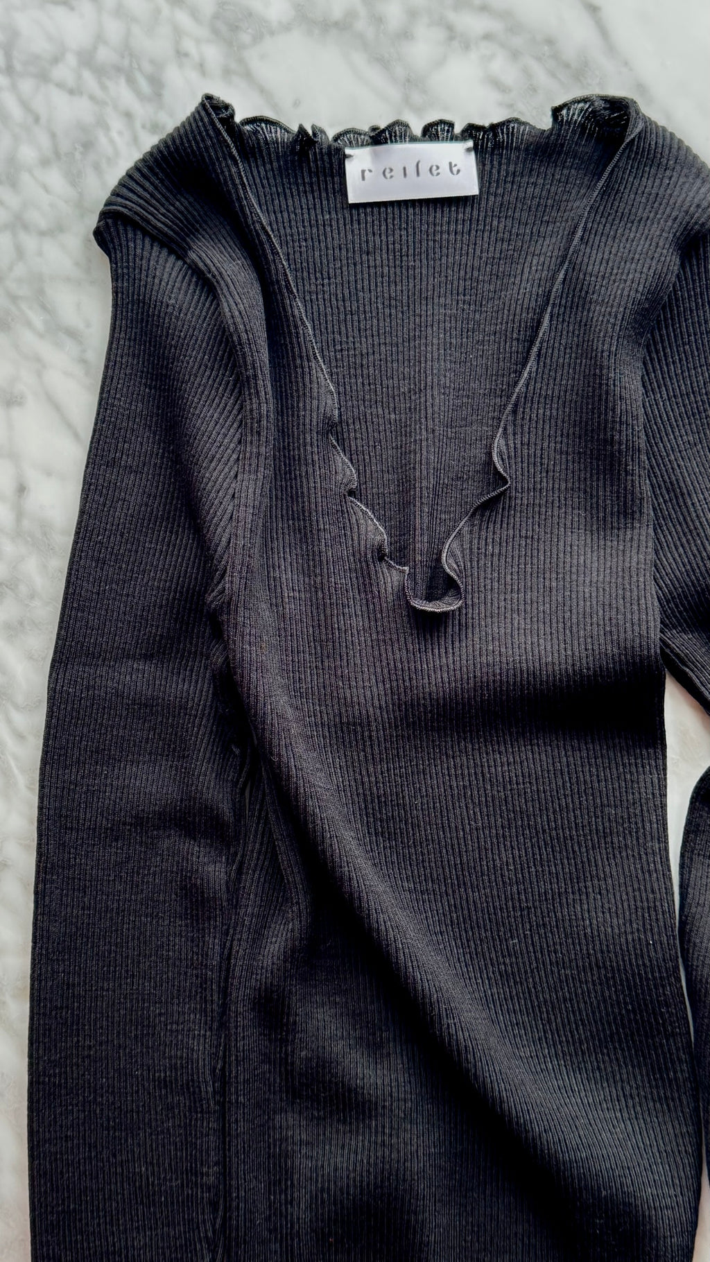 Longsleeve Wełna i Jedwab Czarny