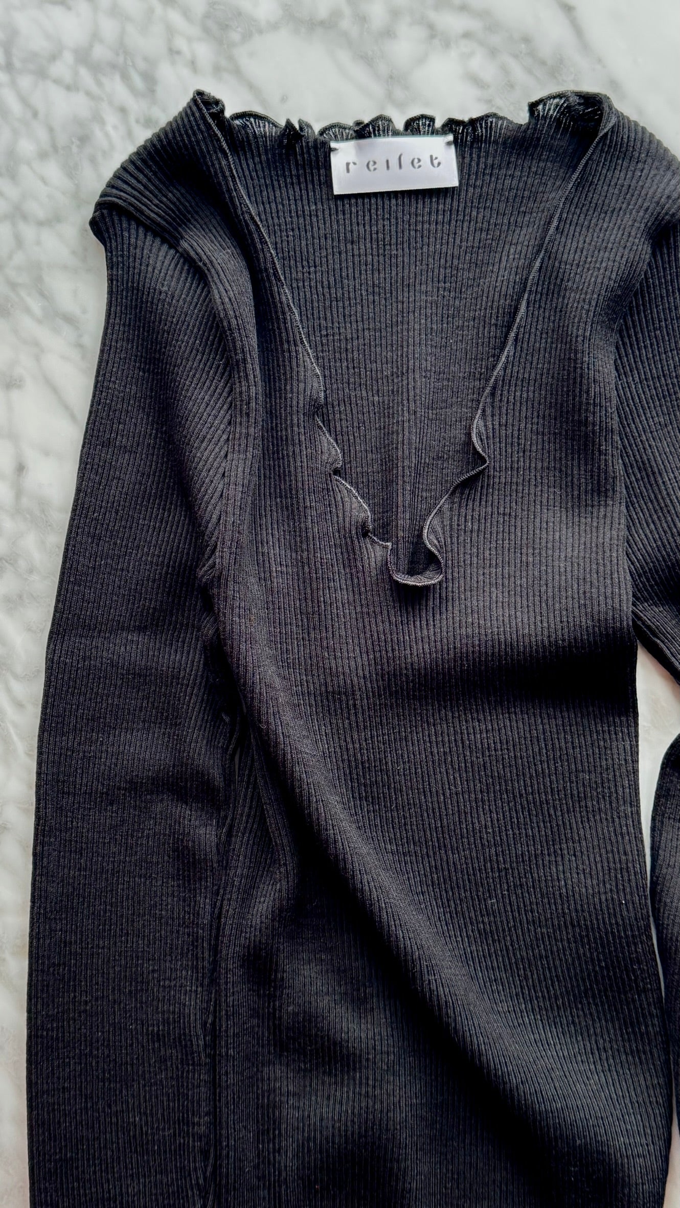 Longsleeve Wełna i Jedwab Czarny