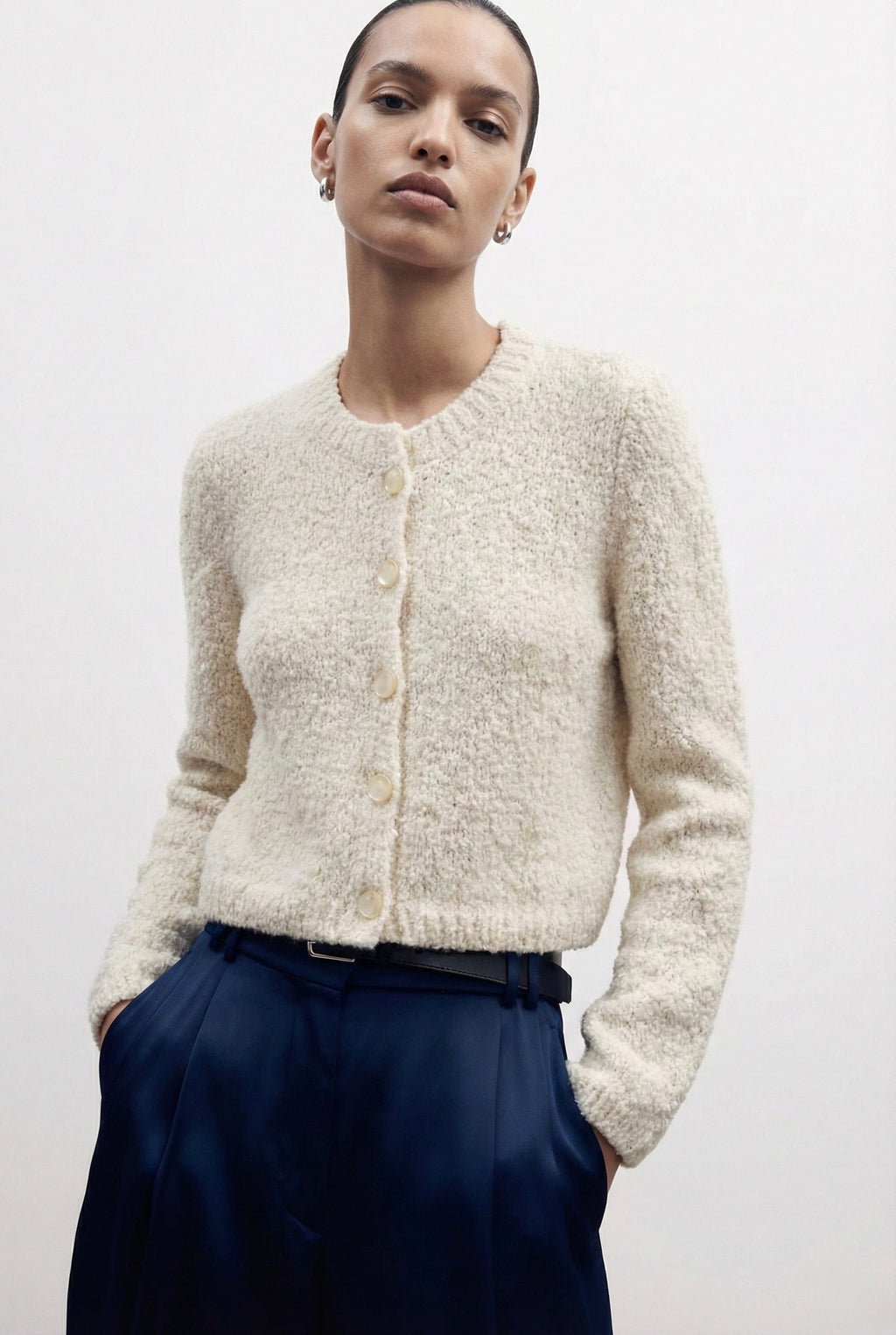 Boucle Cardigan Off White