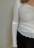 Longsleeve Wełna i Jedwab Off White